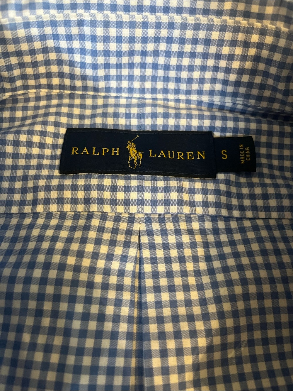 Ralph Lauren Blue and White Gingham Button-Down Shirt with Pink Pony - Picture 4 of 4